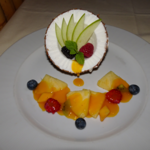 Chipmunk On The Hunt - Fine dining dessert with fresh fruit