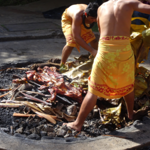 Chipmunk On The Hunt - Cooking with open flame at a traditional Hawaiian luau